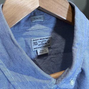 J.Crew Quality Woven Shirt Blue/White Slim Fit - Large